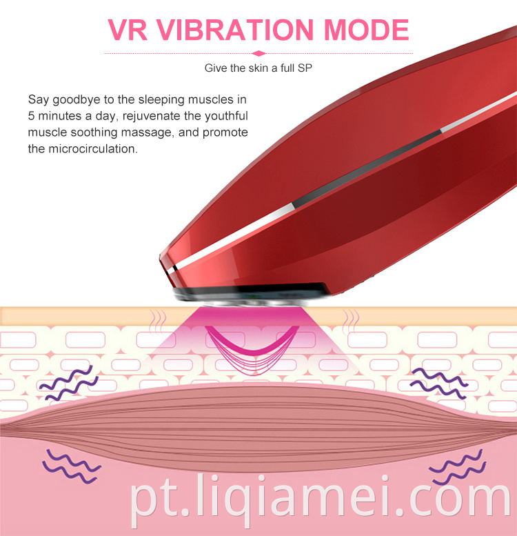 Dispositivo de beleza com luminária vermelha e azul Ultra Pulse Poration Skin Teard Face Guide MFIP/RF Instrumento de beleza